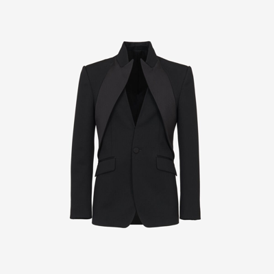 Alexander Mcqueen Twisted Lapel Tuxedo Jacket In Black