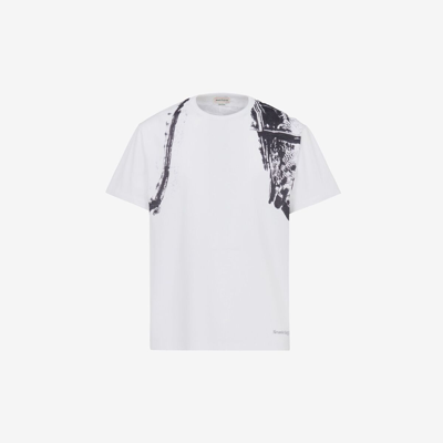 Alexander Mcqueen Fold Harness T-shirt In White/black