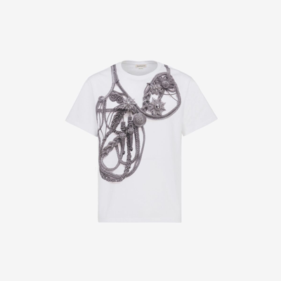 Alexander Mcqueen Trompe-l'œil Harness-print Cotton T-shirt In White