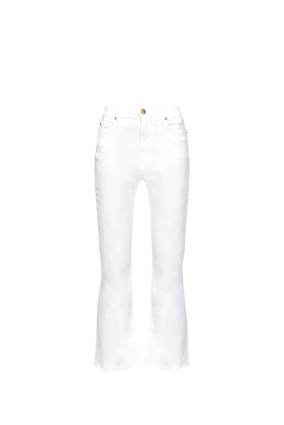 Pinko Pantalon Bootcut En Bull De Coton In Blanc + Blanc