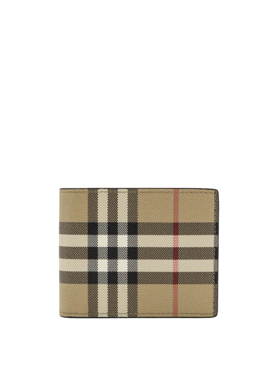 Burberry Check Motif Bifold Wallet In Cream