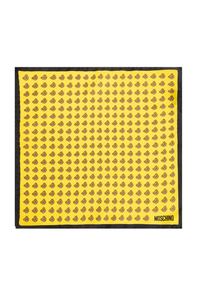 Moschino Logo Printed Pocket Square In Yellow