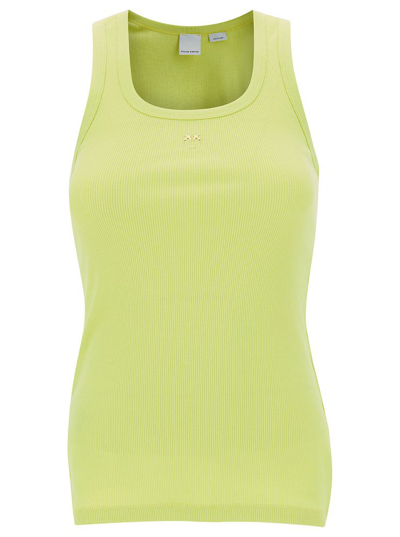 Pinko Logo Plaque Ribbed Tank Top In Yellow
