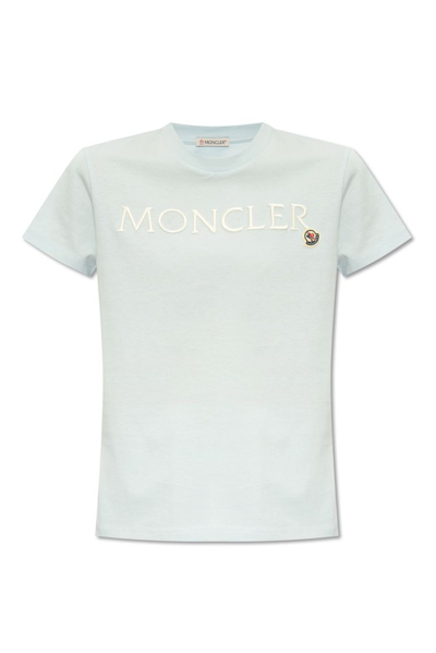Moncler Logo Printed Crewneck T In Blue