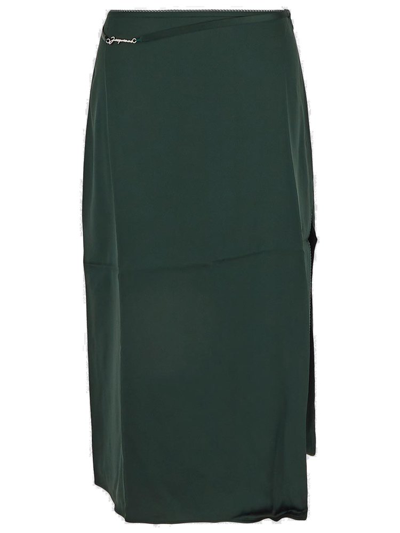 Jacquemus Logo Plaque Midi Skirt In Green