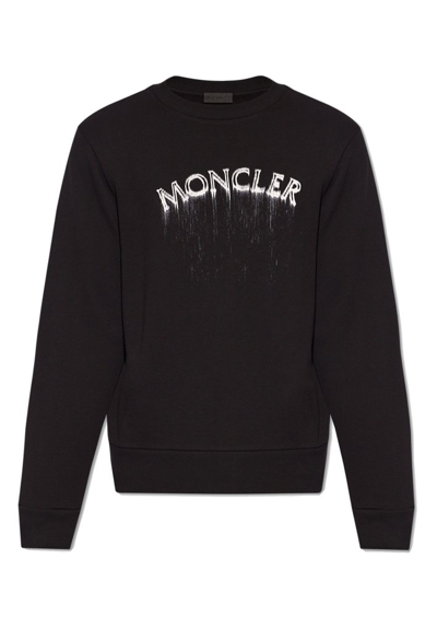 Moncler Logo Printed Crewneck Sweatshirt In Black