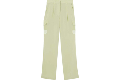 Pre-owned Burberry Mid-rise Silk Trousers Mist Green
