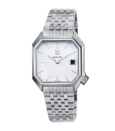 March La.b Stainless Steel Mansart Date Automatic Watch 39mm In White