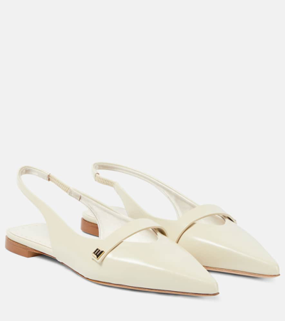 Max Mara Leather Slingback Ballet Flats In Beige