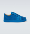 Christian Louboutin Louis Junior Spikes Cap-toe Suede Sneakers In Blue