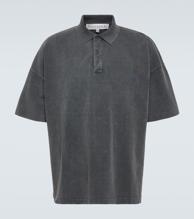 Jw Anderson Polo Shirt With Logo Embroidery In Grey