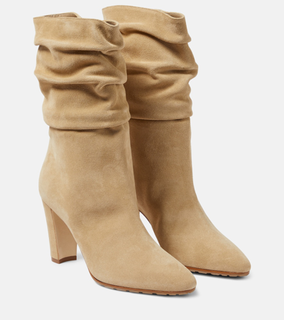 Manolo Blahnik Calasso Suede Ankle Boots In Brown
