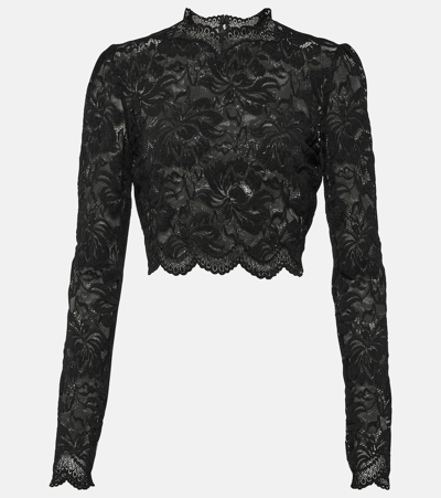 Rabanne Haut Cropped Lace Top In Black