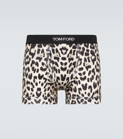 Tom Ford Leopard-print Stretch-cotton Jersey Briefs In Multicolor