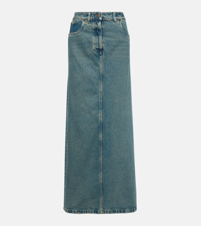 Prada Denim Maxi Skirt In Blue