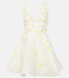 ZIMMERMANN DAISY FLORAL-APPLIQUÉ LINEN AND SILK MINIDRESS