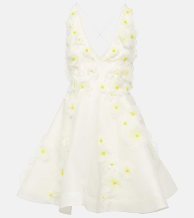 Zimmermann Daisy Embellished Linen And Silk-blend Mini Dress In Ivory