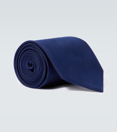 Brunello Cucinelli Silk Twill Tie In Blue