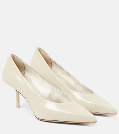Max Mara Leather Pumps In Ivory