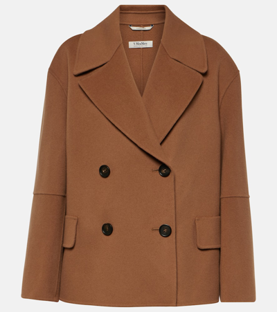 's Max Mara Cape Wool Double Breasted Jacket In Mou