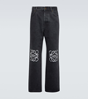 Loewe Mens Black Anagram-embellished Straight-leg Jeans In Black