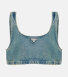 Prada Blue Boxy Denim Tank Top In Blue