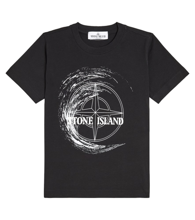 Stone Island Junior Kids' Compass Cotton Jersey T-shirt In Black