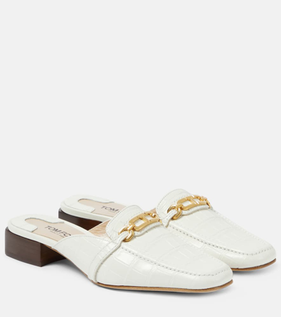 Tom Ford Whitney Croc-effect Leather Mules In White