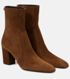 Saint Laurent Betty 70 Suede Ankle Boots In Brown