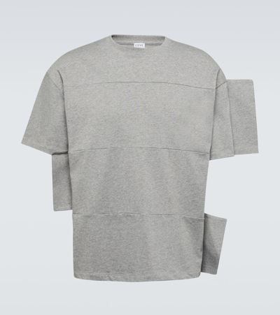 Loewe Distorted Cotton-blend Jersey T-shirt In Grey