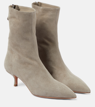 Aquazzura Montmartre Suede Ankle Boots In Beige