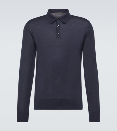 Dolce & Gabbana Cashmere Polo Sweater In Blue