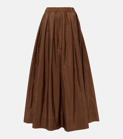 's Max Mara Tripoli Pleated Taffeta Maxi Skirt In Brown
