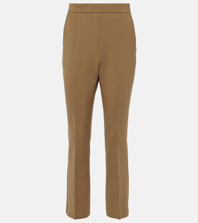 Max Mara Nepeta Wool-blend Crêpe Straight Trousers In Green