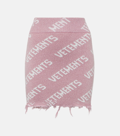 Vetements Monogram Wool-blend Miniskirt In Pink