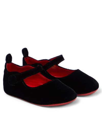 Christian Louboutin Baby Love Chick Velvet Flats In Black