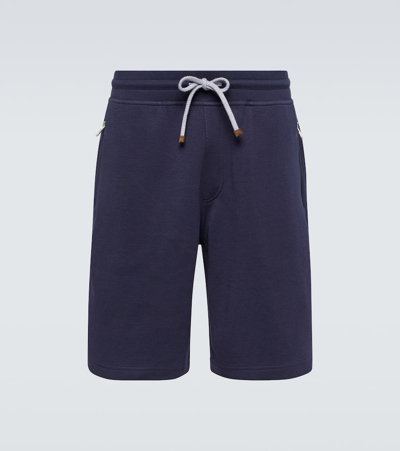 Brunello Cucinelli Cotton-blend Shorts In Blue