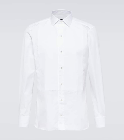 Zegna Cotton Piqué Tuxedo Shirt In White