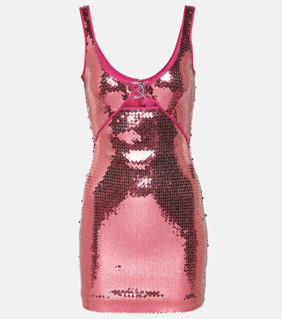 David Koma Sequined Minidress In Pink