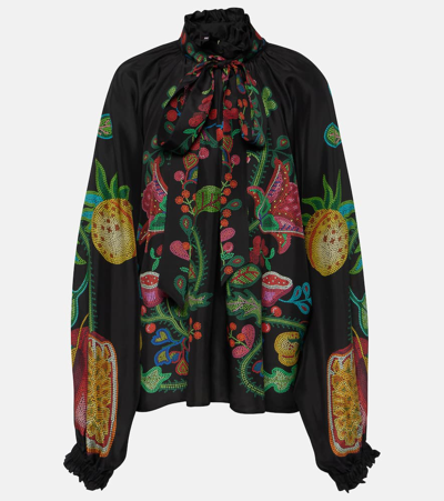 LA DOUBLEJ CERERE PRINTED SILK VOILE BLOUSE