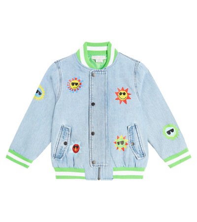 Stella Mccartney Kids Teen Boys Sun Print Denim Bomber Jacket In Blue
