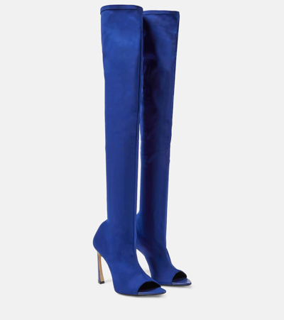 Victoria Beckham Peep Toe Over-the-knee Boots In Blue