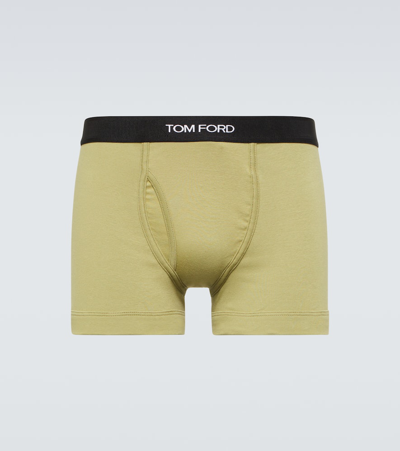Tom Ford Cotton-blend Boxer Briefs In Green