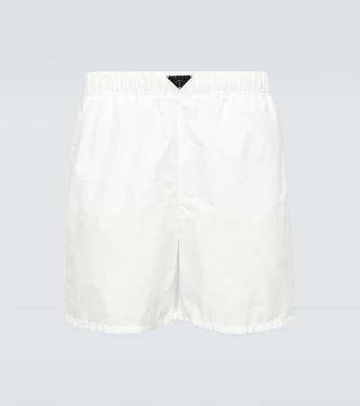 Prada Re-nylon Logo Swim Trunks In White