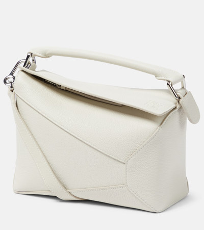 Loewe Puzzle Small Leather Shoulder Bag In White