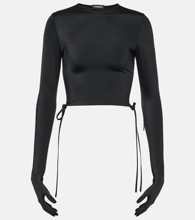 Vetements Tie-waist Jersey Crop Top In Black