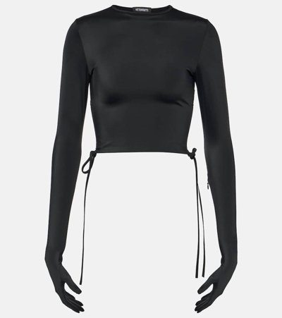 VETEMENTS TIE-WAIST JERSEY CROP TOP