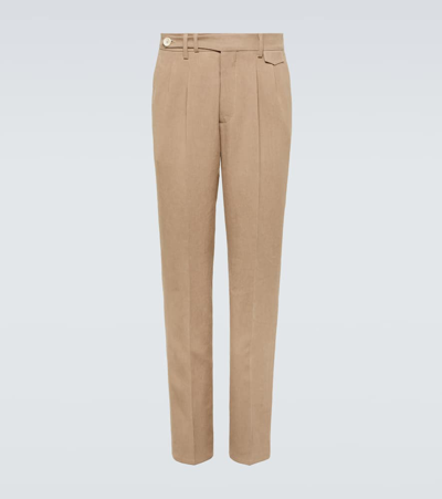 Brunello Cucinelli Linen Chinos In Brown