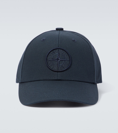 Stone Island Versatile Cap With Curved Brim And Logo In Blue