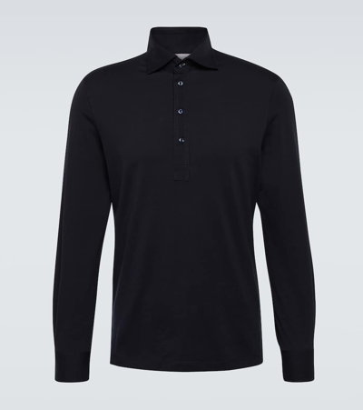 Brunello Cucinelli Silk-cotton Blend Polo Sweater With Textured Finish In Black